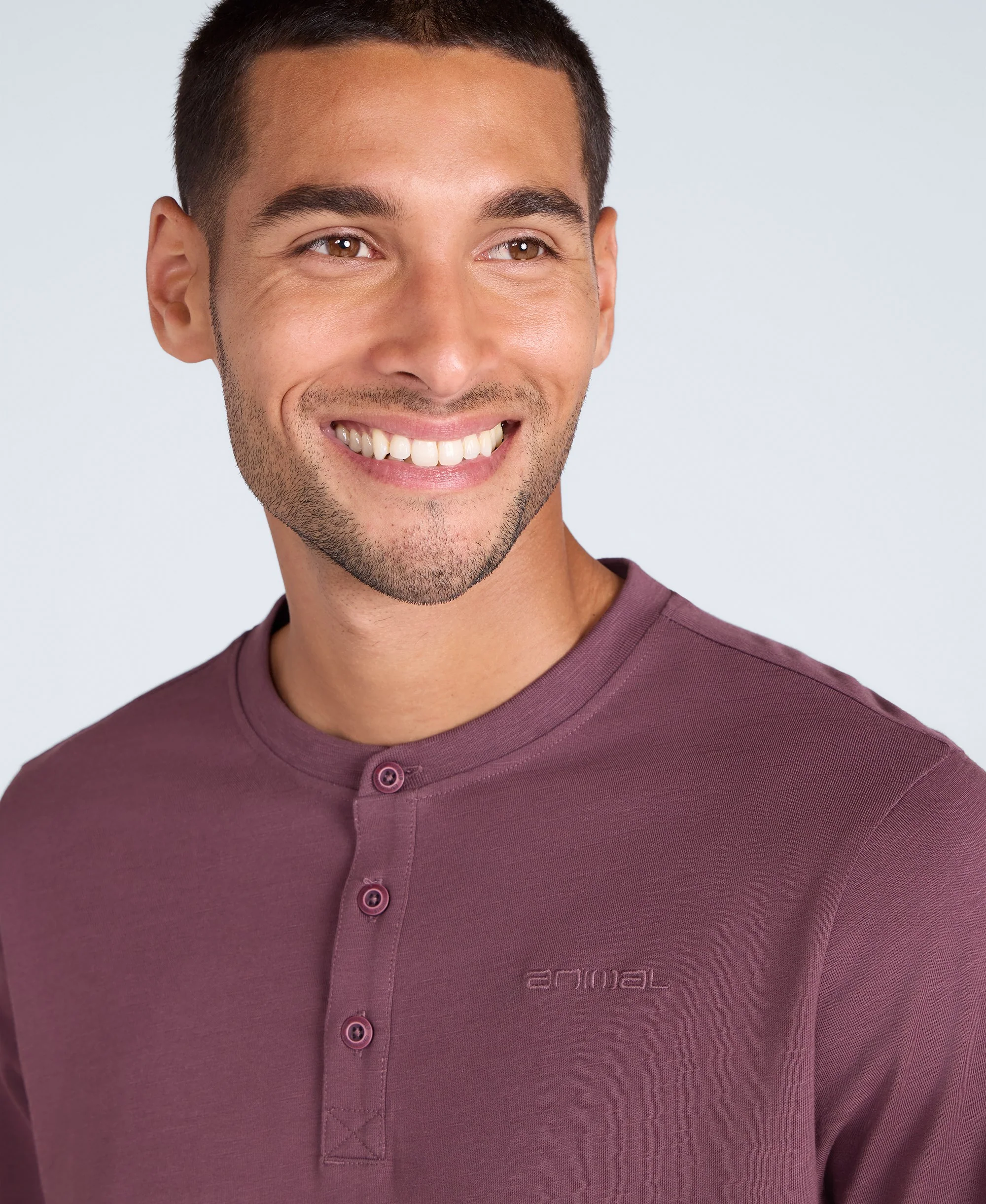 Noah Mens Henley Top - Dark Purple - Image 4
