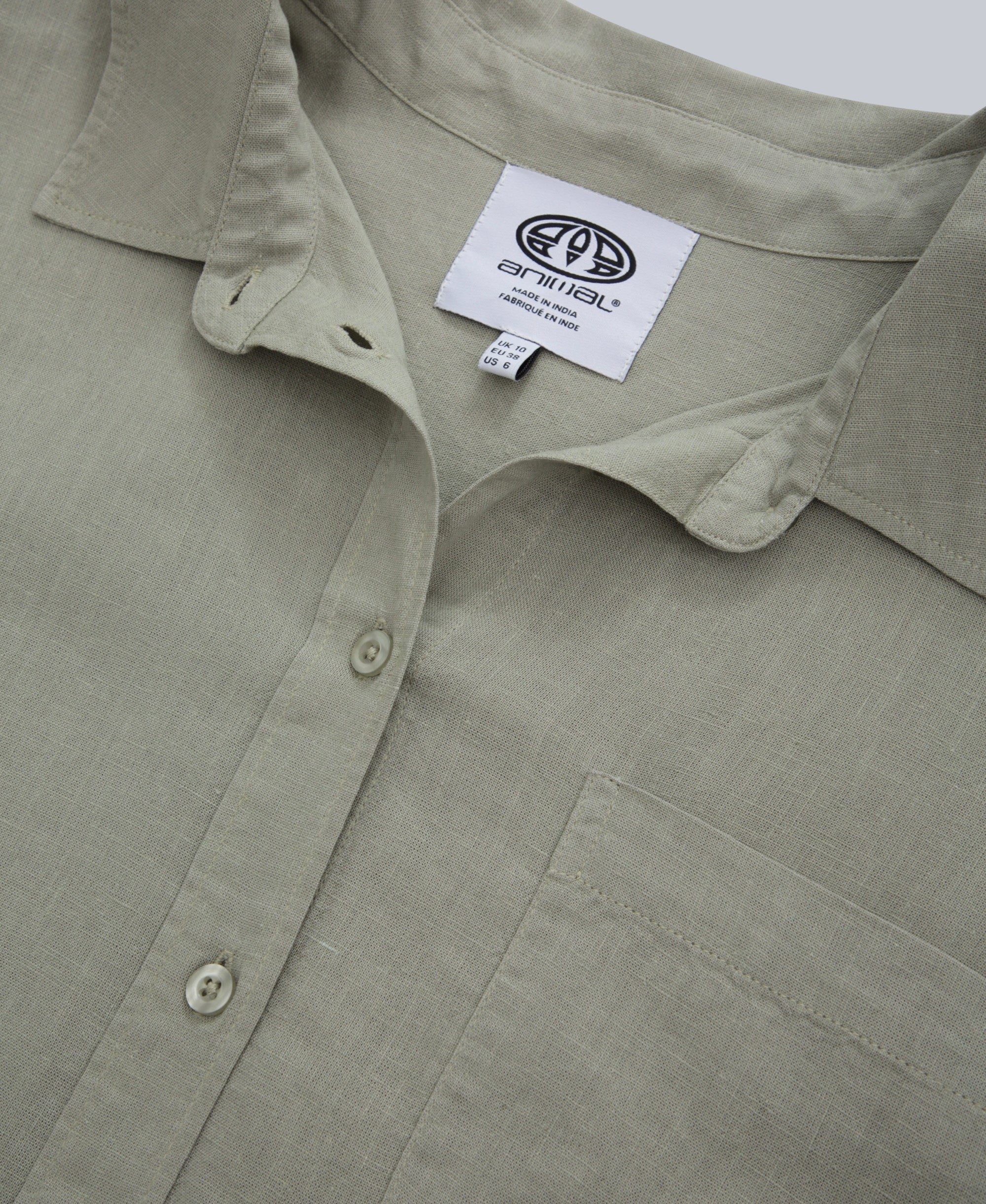 Nova Womens Linen Shirt - Pale Green - Image 7