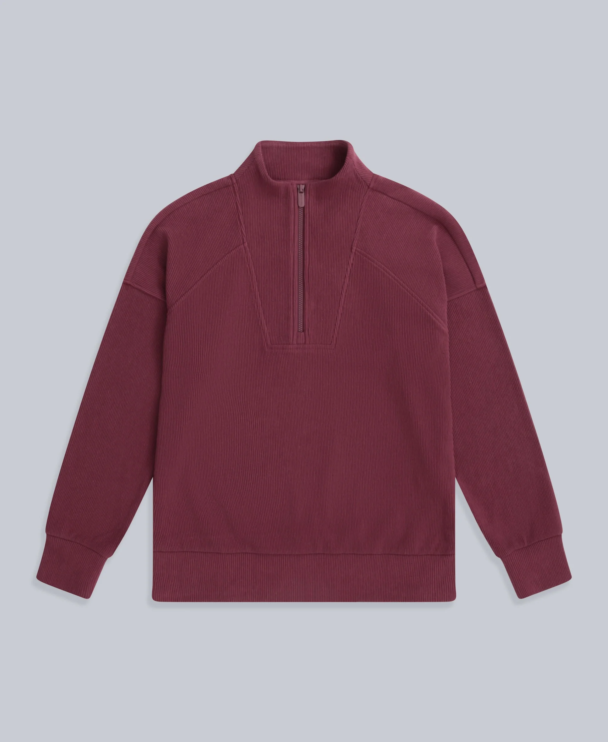 Ottoman Womens Half Zip Sweatshirt - Burgundy - Image 7
