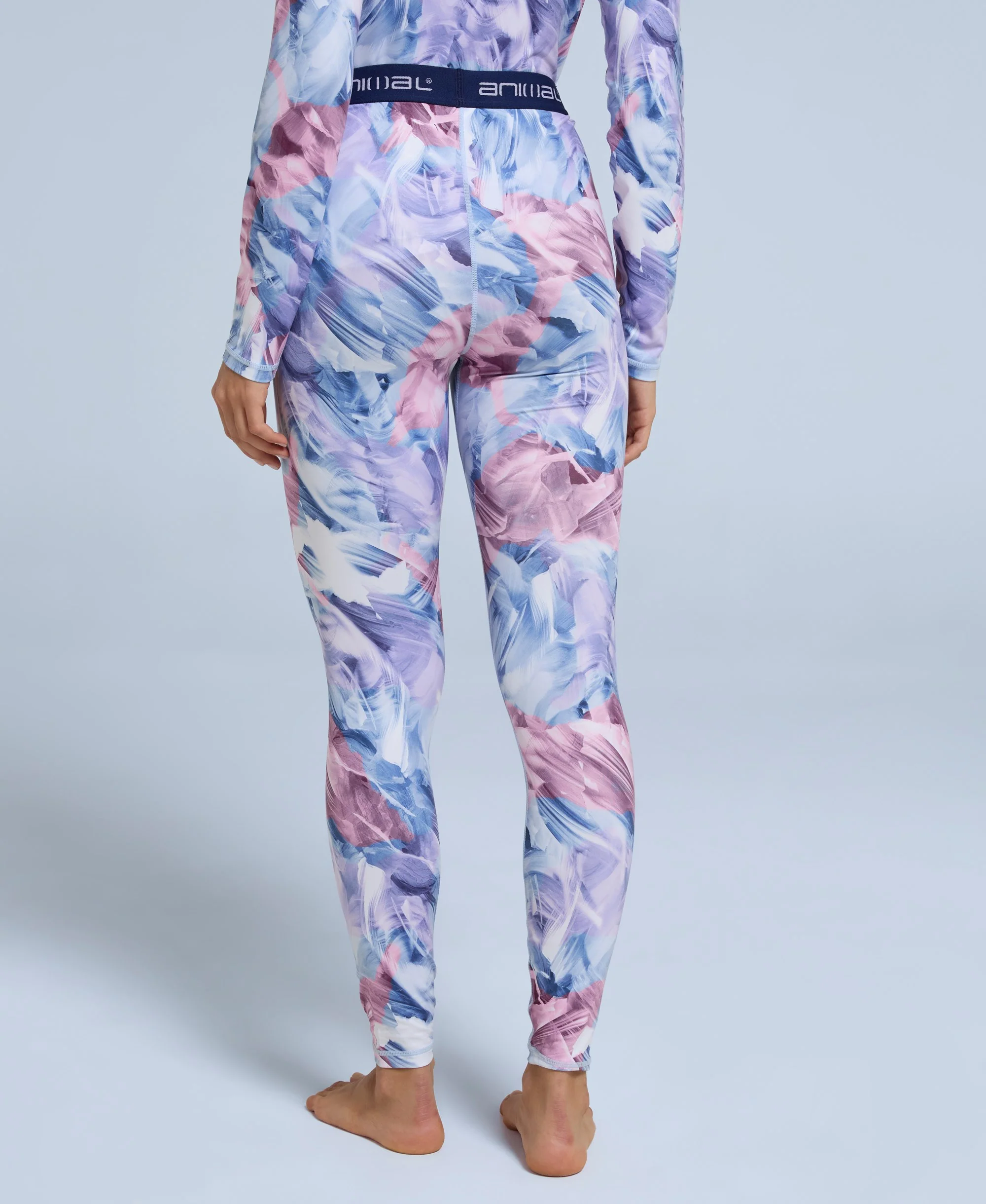 Piste Printed Womens Base Layer Leggings - Light Pink - Image 3