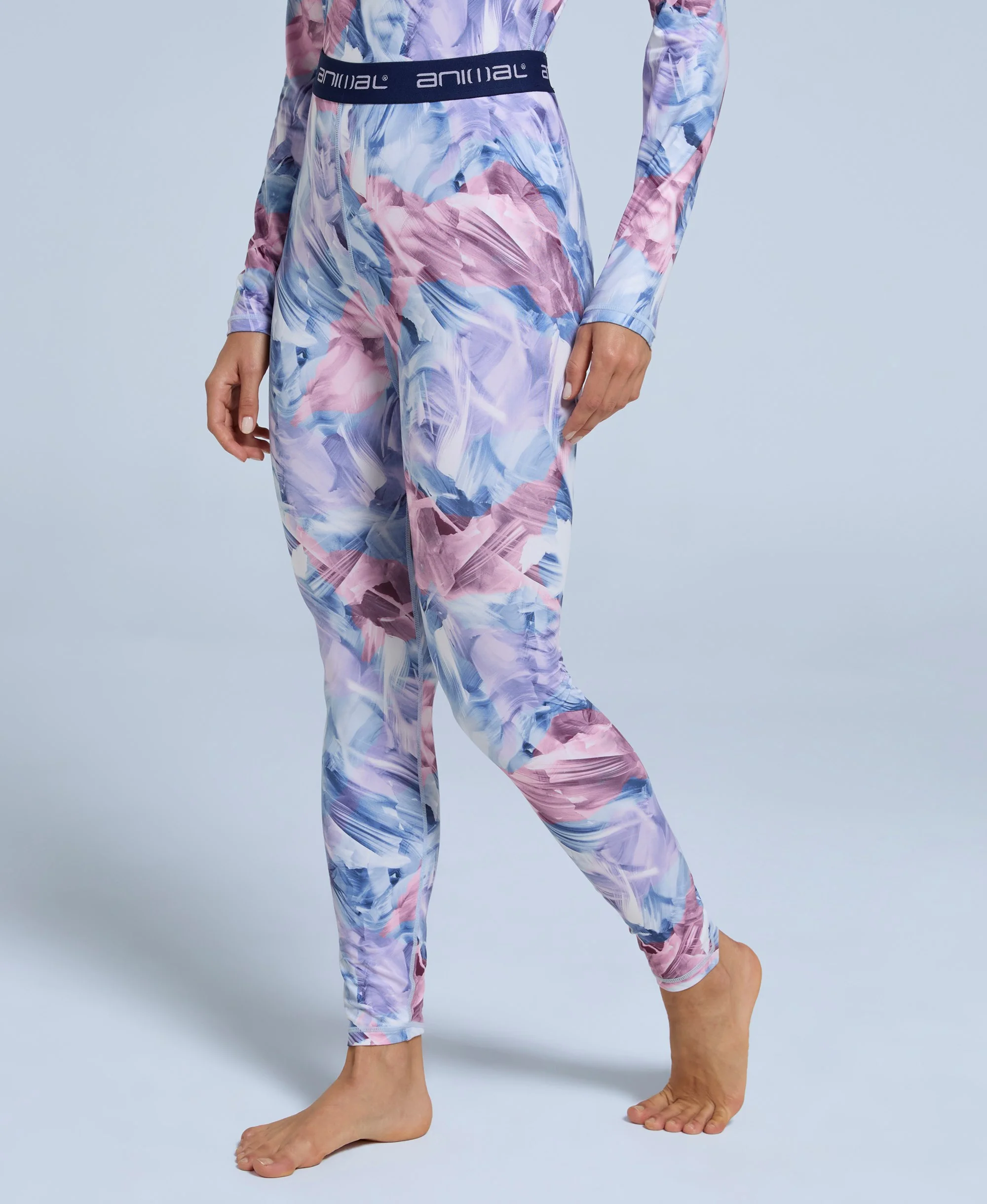 Piste Printed Womens Base Layer Leggings - Light Pink - Image 4