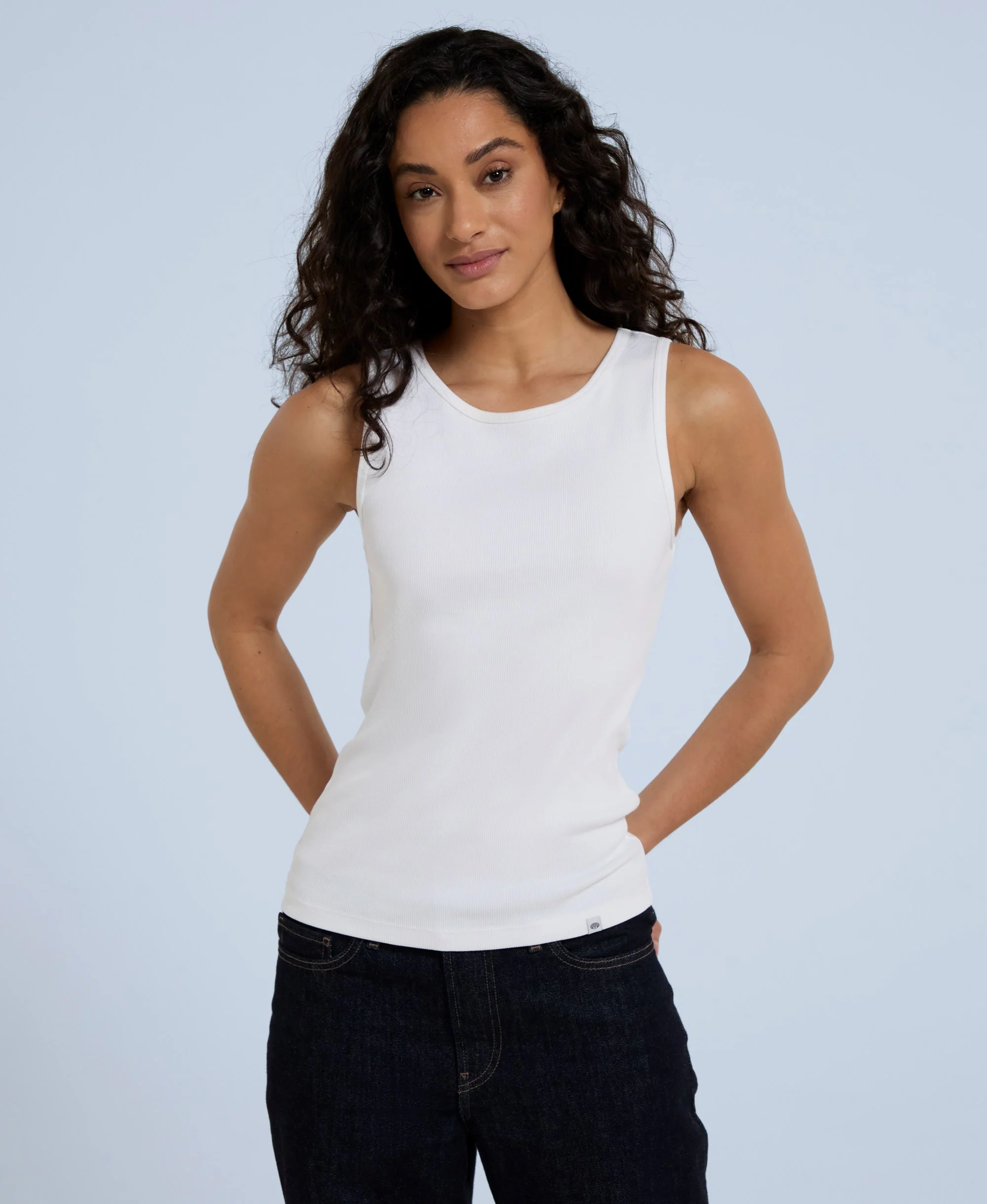 Ribbed Womens Tank Top - White - Image 7