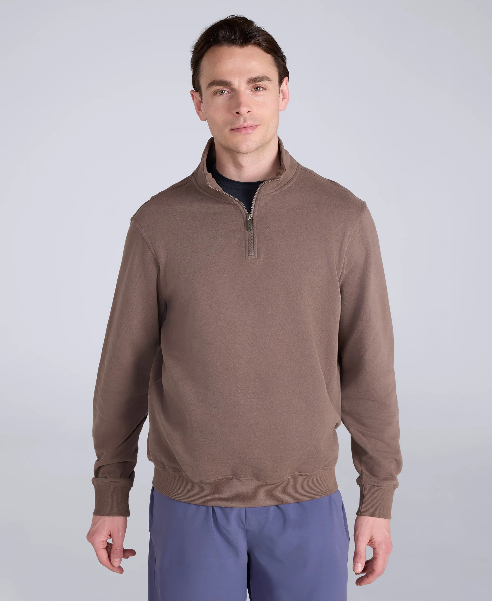 Sid Mens Half-Zip Sweat - Brown - Image 2