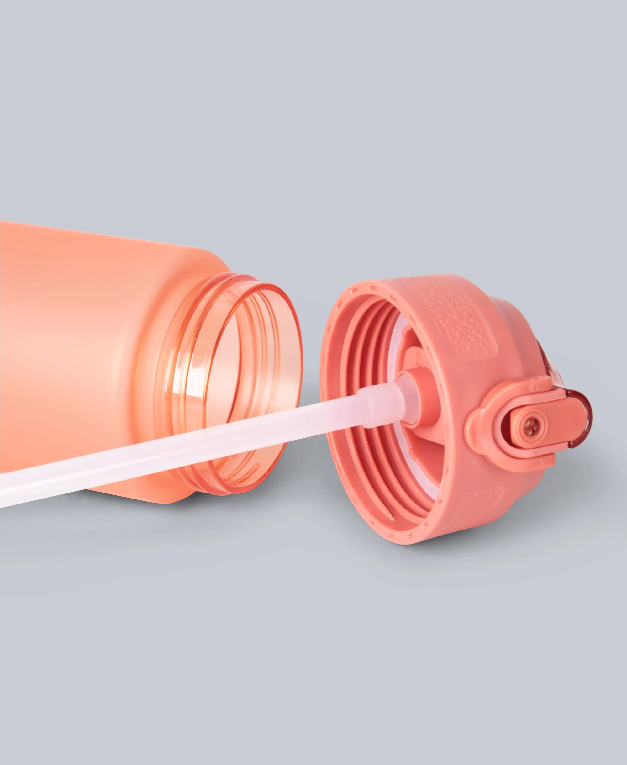 Straw Push Lid Water Bottle 700ml - Bright Orange - Image 8