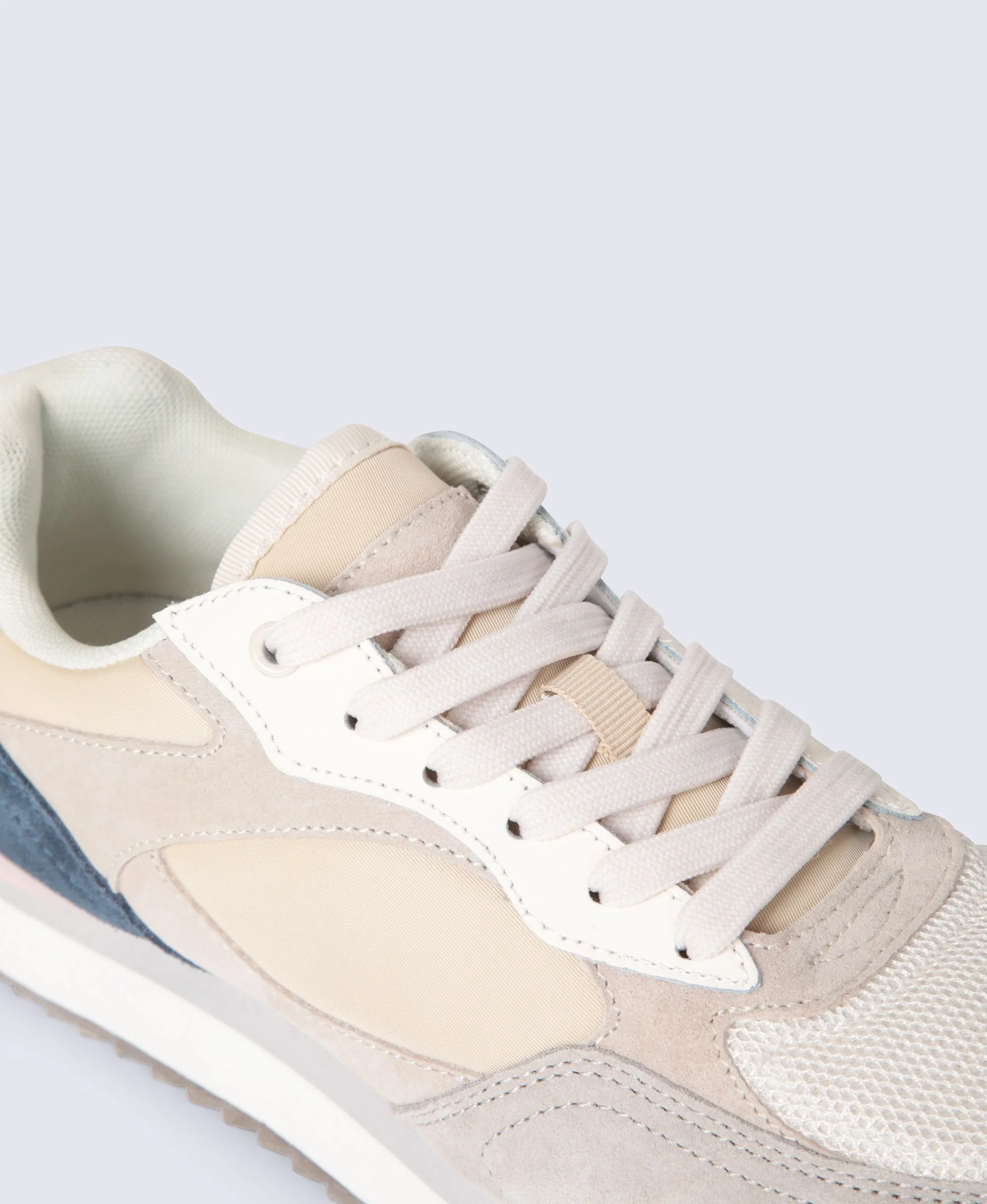 Sutton Womens Casual Leather Trainers - Beige - Image 5