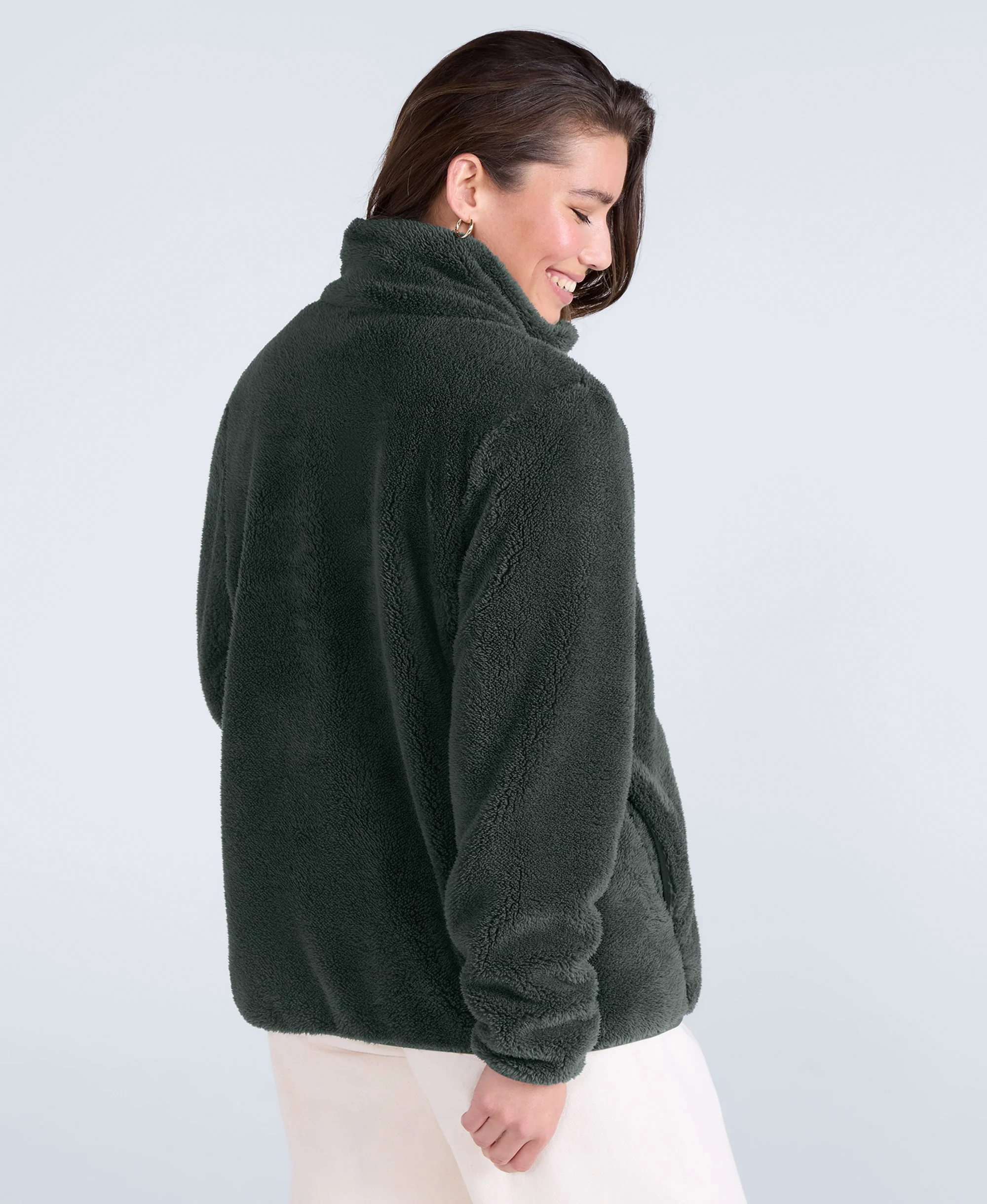 Teddy Womens Full Zip Fleece - Dark Green - Image 4