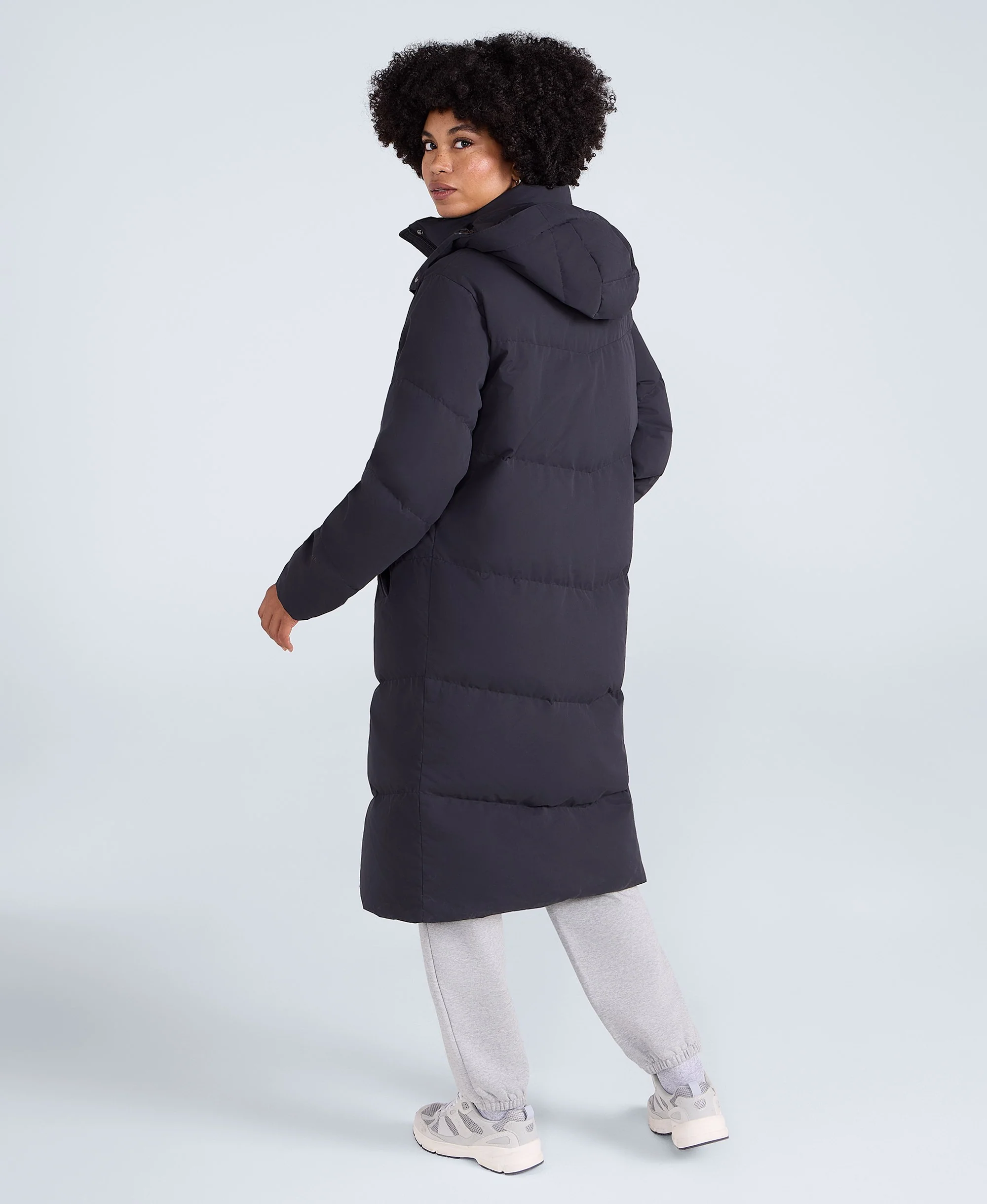 Tess Womens Long Line Down Jacket - Black - Image 4