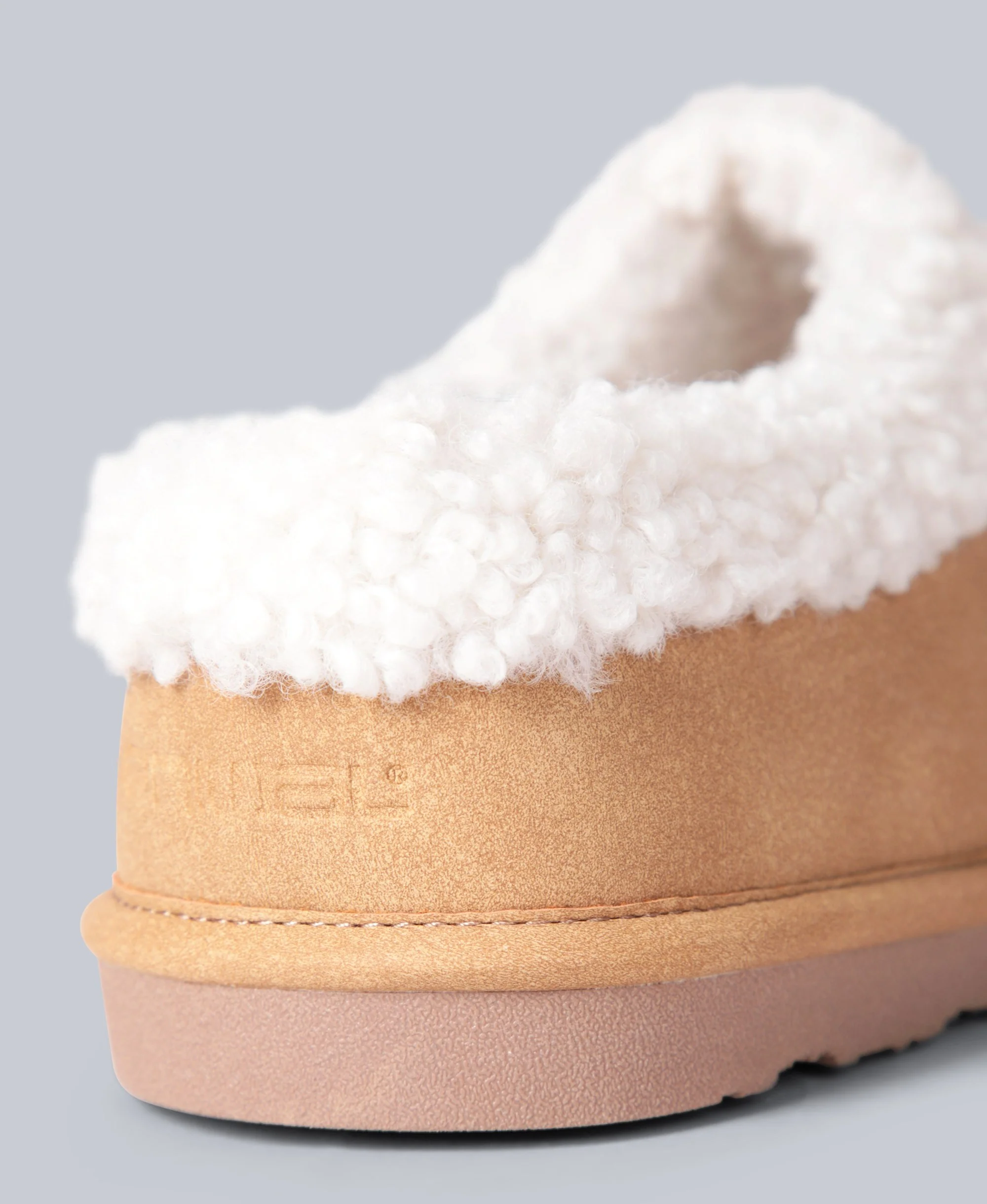 Unisex Borg Lined Slippers - Beige - Image 4