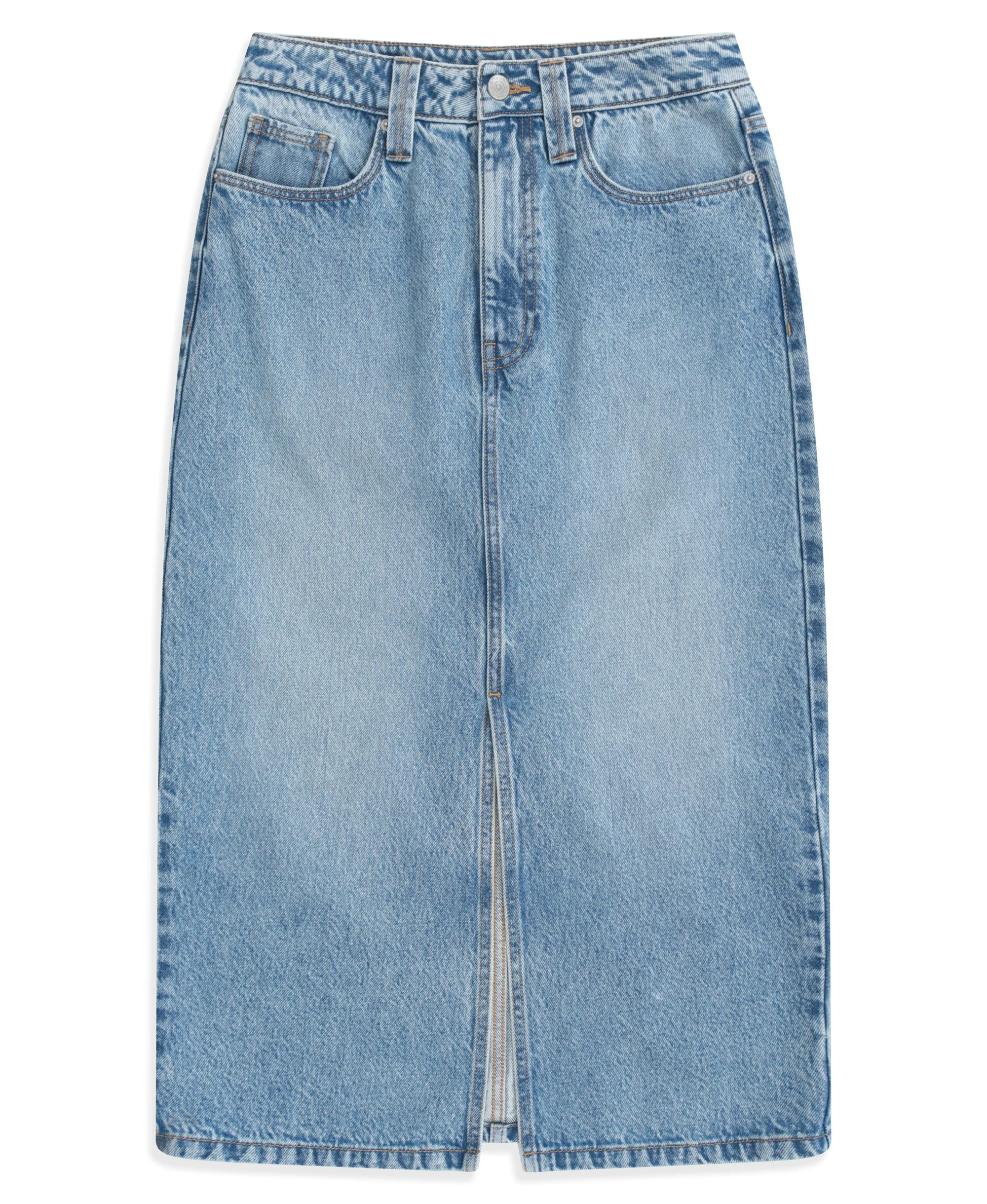 Womens Denim Midi Skirt - Blue - Image 6