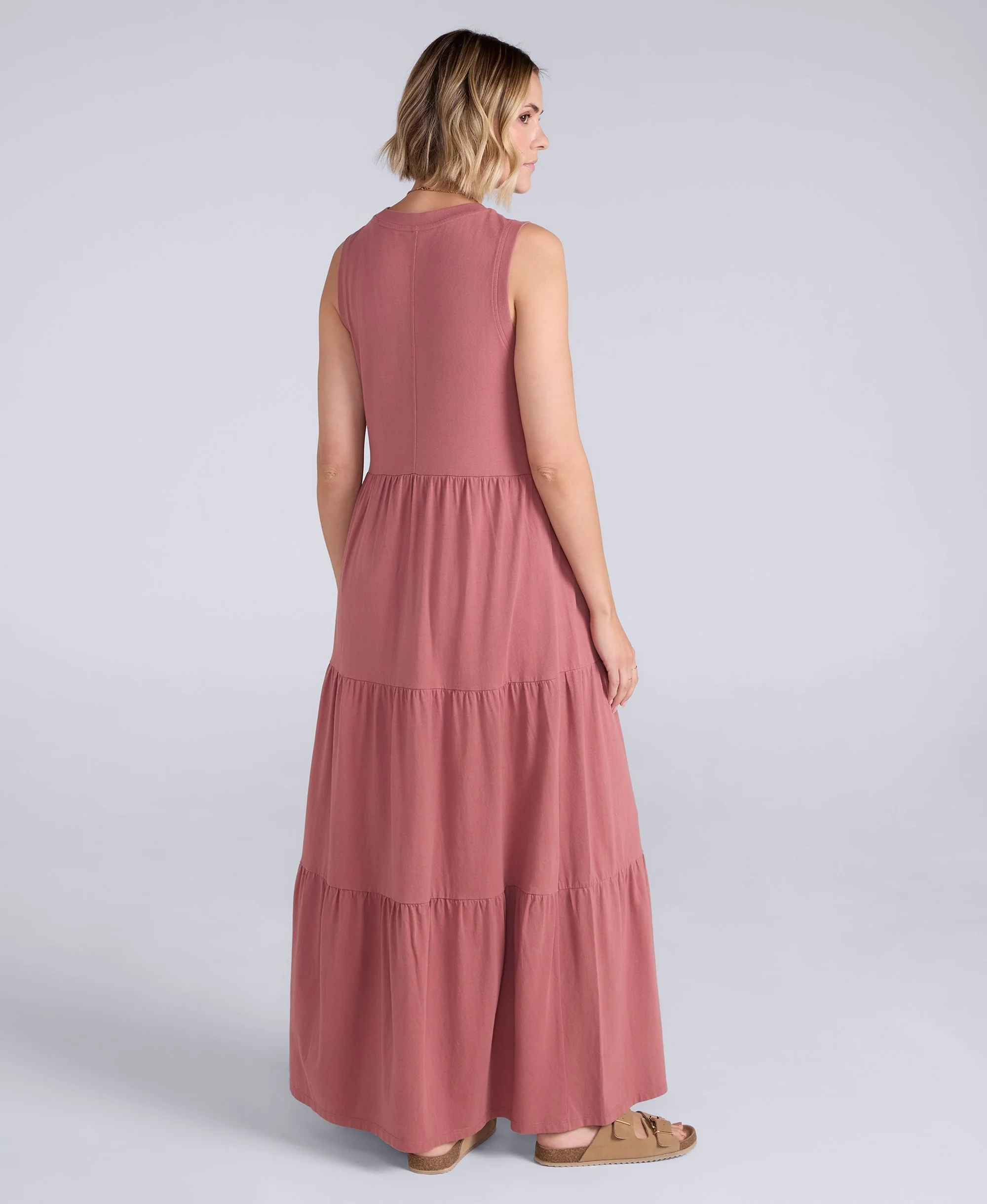Womens Jersey Maxi Dress - Pink - Image 4