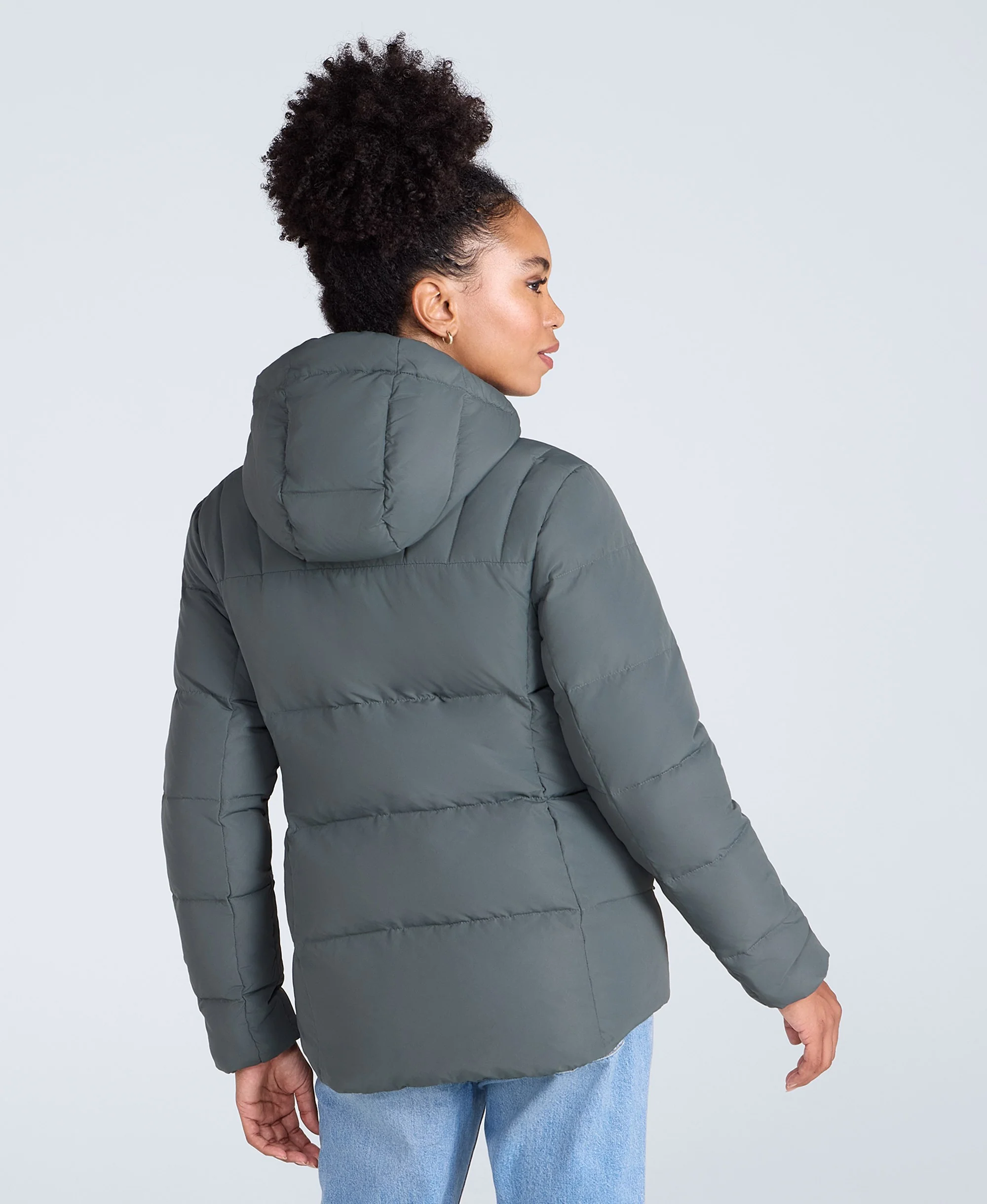 Womens Tech Down Mid Weight Jacket - Dark Khaki - Image 3