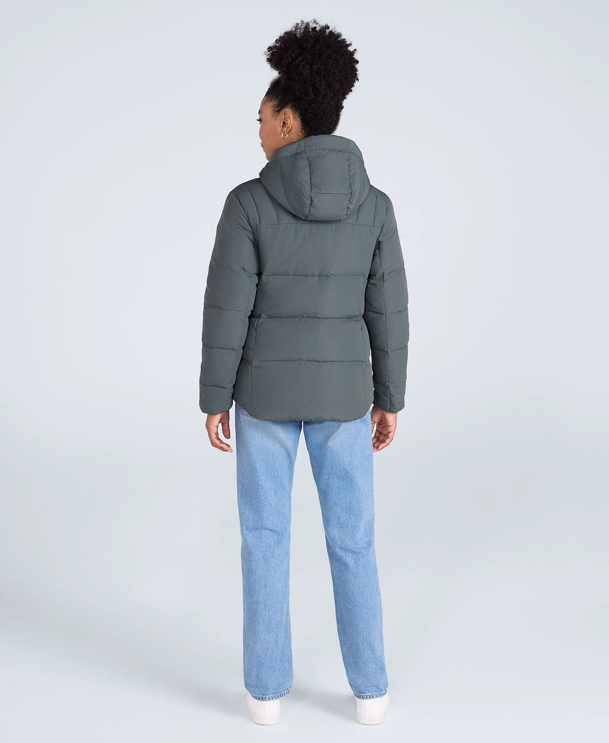 Womens Tech Down Mid Weight Jacket - Dark Khaki - Image 4